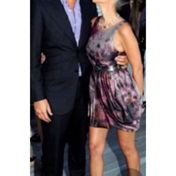 Alice + Olivia Purple Metallic Bubble Hem Marie Tulip Cocktail Prom Dress - Picture 6 of 15